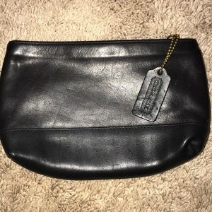 Black leather coach pouch